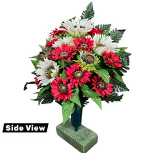 Load image into Gallery viewer, Red &amp; Cream Sunflower Cemetery Cone, Funeral Memorial Flowers
