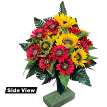 Load image into Gallery viewer, Red &amp; Yellow Sunflower Cemetery Cone, Funeral Memorial Flowers
