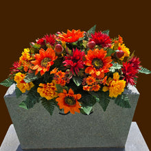 Load image into Gallery viewer, Sunflower Dahlia Headstone Saddle Fall Memorial Decoration
