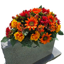 Load image into Gallery viewer, Sunflower Dahlia Headstone Saddle Fall Memorial Decoration
