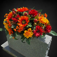 Load image into Gallery viewer, Sunflower Dahlia Headstone Saddle Fall Memorial Decoration
