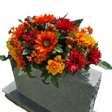 Load image into Gallery viewer, Sunflower Dahlia Headstone Saddle Fall Memorial Decoration
