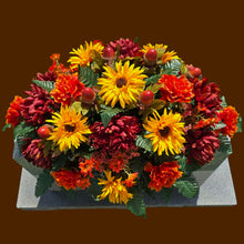 Load image into Gallery viewer, Sunflower, Mum, &amp; Dahlia Headstone Saddle Fall Memorial Decoration
