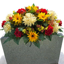 Load image into Gallery viewer, Sunflower, Mum, &amp; Dahlia Headstone Saddle Fall Memorial Decoration

