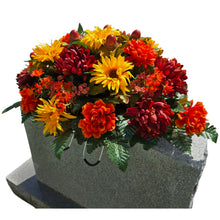 Load image into Gallery viewer, Sunflower, Mum, &amp; Dahlia Headstone Saddle Fall Memorial Decoration
