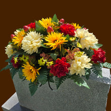 Load image into Gallery viewer, Sunflower, Mum, &amp; Dahlia Headstone Saddle Fall Memorial Decoration

