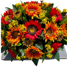Load image into Gallery viewer, Red Orange Sunflower Fall Cemetery Headstone Saddle Memorial Decoration
