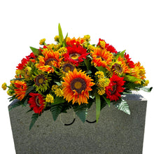 Load image into Gallery viewer, Red Orange Sunflower Fall Cemetery Headstone Saddle Memorial Decoration
