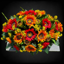 Load image into Gallery viewer, Red Orange Sunflower Fall Cemetery Headstone Saddle Memorial Decoration
