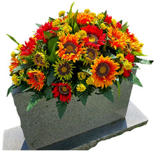 Load image into Gallery viewer, Red Orange Sunflower Fall Cemetery Headstone Saddle Memorial Decoration
