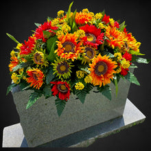Load image into Gallery viewer, Red Orange Sunflower Fall Cemetery Headstone Saddle Memorial Decoration
