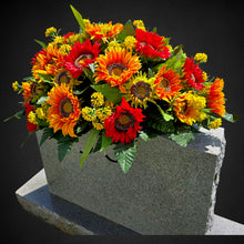 Load image into Gallery viewer, Red Orange Sunflower Fall Cemetery Headstone Saddle Memorial Decoration

