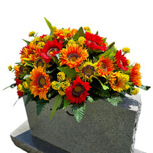 Load image into Gallery viewer, Red Orange Sunflower Fall Cemetery Headstone Saddle Memorial Decoration
