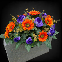 Load image into Gallery viewer, Orange Sunflower Purple Rose Fall Cemetery Headstone Saddle Halloween Memorial Decoration
