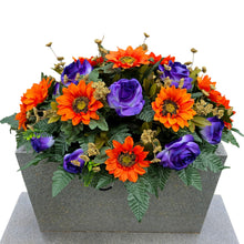 Load image into Gallery viewer, Orange Sunflower Purple Rose Fall Cemetery Headstone Saddle Halloween Memorial Decoration
