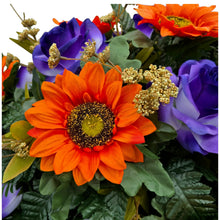 Load image into Gallery viewer, Orange Sunflower Purple Rose Fall Cemetery Headstone Saddle Halloween Memorial Decoration
