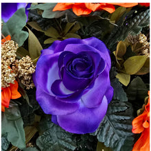 Load image into Gallery viewer, Orange Sunflower Purple Rose Fall Cemetery Headstone Saddle Halloween Memorial Decoration
