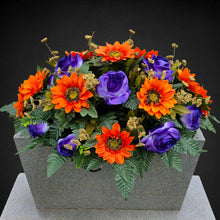 Load image into Gallery viewer, Orange Sunflower Purple Rose Fall Cemetery Headstone Saddle Halloween Memorial Decoration
