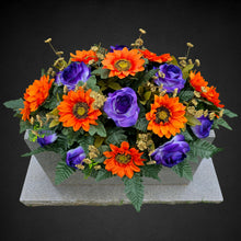 Load image into Gallery viewer, Orange Sunflower Purple Rose Fall Cemetery Headstone Saddle Halloween Memorial Decoration
