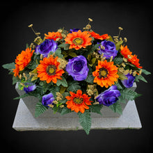 Load image into Gallery viewer, Orange Sunflower Purple Rose Fall Cemetery Headstone Saddle Halloween Memorial Decoration
