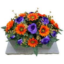 Load image into Gallery viewer, Orange Sunflower Purple Rose Fall Cemetery Headstone Saddle Halloween Memorial Decoration
