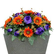 Load image into Gallery viewer, Orange Sunflower Purple Rose Fall Cemetery Headstone Saddle Halloween Memorial Decoration
