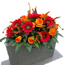Load image into Gallery viewer, Red Sunflower Orange Rose Fall Cemetery Headstone Saddle Memorial Decoration
