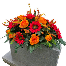 Load image into Gallery viewer, Red Sunflower Orange Rose Fall Cemetery Headstone Saddle Memorial Decoration
