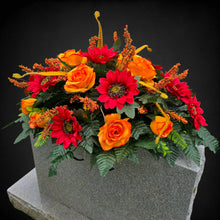Load image into Gallery viewer, Red Sunflower Orange Rose Fall Cemetery Headstone Saddle Memorial Decoration
