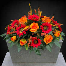 Load image into Gallery viewer, Red Sunflower Orange Rose Fall Cemetery Headstone Saddle Memorial Decoration
