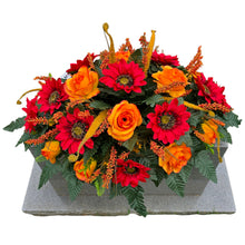 Load image into Gallery viewer, Red Sunflower Orange Rose Fall Cemetery Headstone Saddle Memorial Decoration
