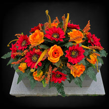 Load image into Gallery viewer, Red Sunflower Orange Rose Fall Cemetery Headstone Saddle Memorial Decoration
