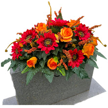 Load image into Gallery viewer, Red Sunflower Orange Rose Fall Cemetery Headstone Saddle Memorial Decoration
