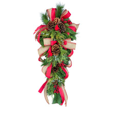 Load image into Gallery viewer, Christmas Front Door Wreath Swag with Pinecones, Berries, Juniper Berries, Pine, and a Red Birds
