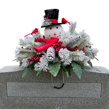Load image into Gallery viewer, Small Snowman Christmas Cemetery Saddle Memorial Decoration
