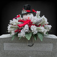 Load image into Gallery viewer, Small Snowman Christmas Cemetery Saddle Memorial Decoration
