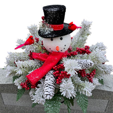 Load image into Gallery viewer, Small Snowman Christmas Cemetery Saddle Memorial Decoration
