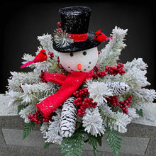 Load image into Gallery viewer, Small Snowman Christmas Cemetery Saddle Memorial Decoration
