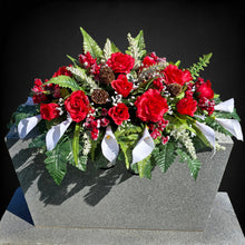 Load image into Gallery viewer, Red Rose and White Calla Lily Headstone Memorial Decoration
