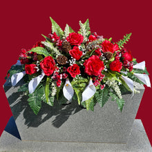 Load image into Gallery viewer, Red Rose and White Calla Lily Headstone Memorial Decoration
