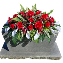 Load image into Gallery viewer, Red Rose and White Calla Lily Headstone Memorial Decoration
