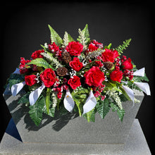 Load image into Gallery viewer, Red Rose and White Calla Lily Headstone Memorial Decoration
