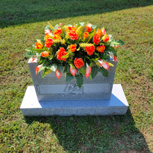 Load image into Gallery viewer, Orange Rose and Calla Lily Headstone Saddle Memorial Decoration
