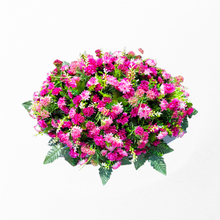 Load image into Gallery viewer, This Headstone Saddle has grave flowers including Beauty Pink Mini Mums. It is a perfect funeral or cemetery decoration.
