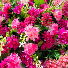 Load image into Gallery viewer, This memorial decoration pair has beauty pink mini mum grave flowers for cemetery. It is 360-degree funeral flowers.
