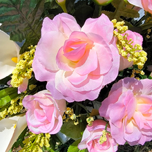 Load image into Gallery viewer, Cream Pink Rose and Calla Lily Memorial Decorations: Includes 2 Jumbo Cemetery Cones
