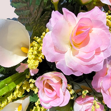 Load image into Gallery viewer, Cream Pink Rose and Calla Lily Cemetery Cone Memorial Decoration
