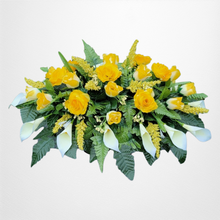 Load image into Gallery viewer, Yellow Rose and Calla Lily Headstone Saddle Memorial Decoration
