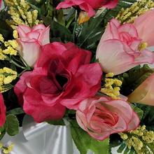 Load image into Gallery viewer, Beauty Pink Rose and Calla Lily Cemetery Cone Memorial Decoration
