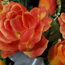 Load image into Gallery viewer, Orange Calla Lily and Rose Cemetery Cone Memorial Decoration
